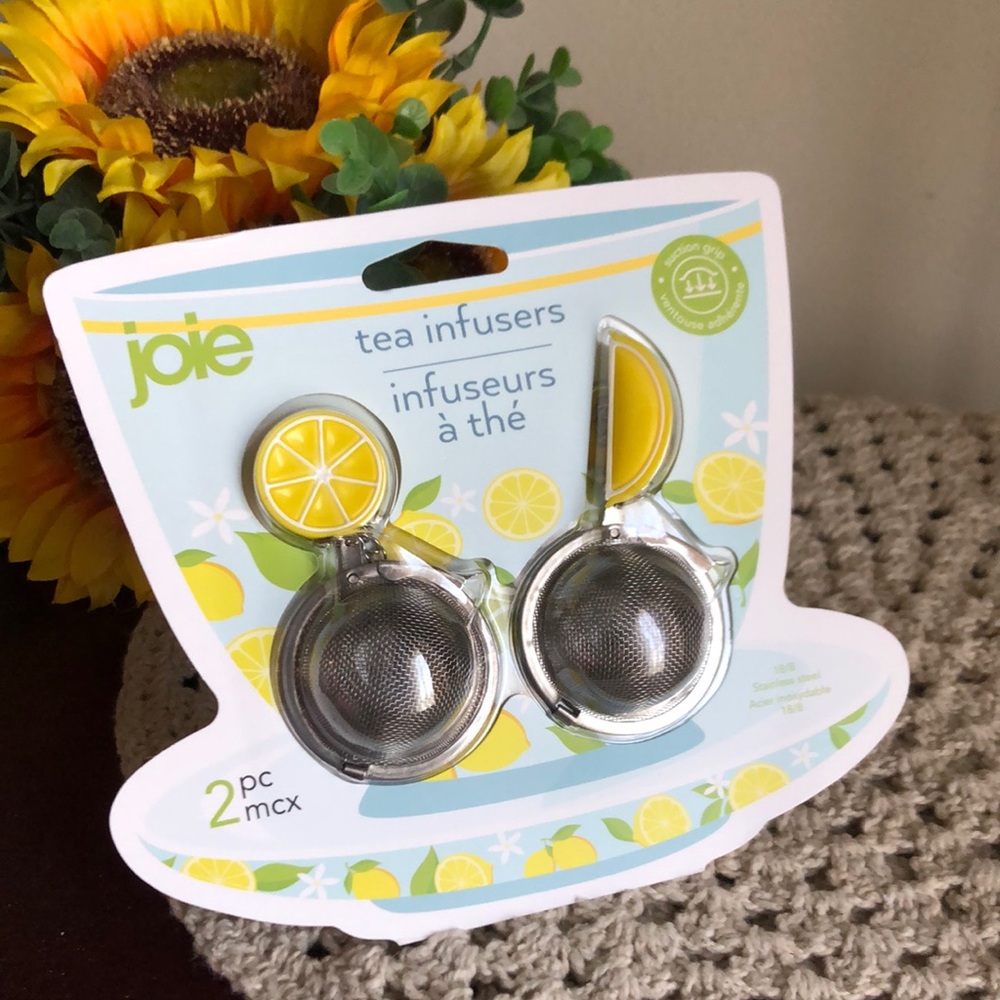 Joie Yellow Lemon-Themed Stainless Steel Tea Infuser Set - 2 Pc